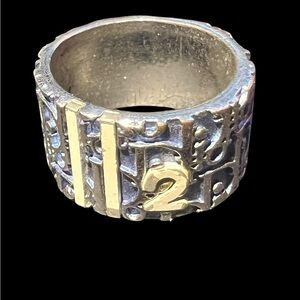 Dior Silver and Blue Trotter Ring